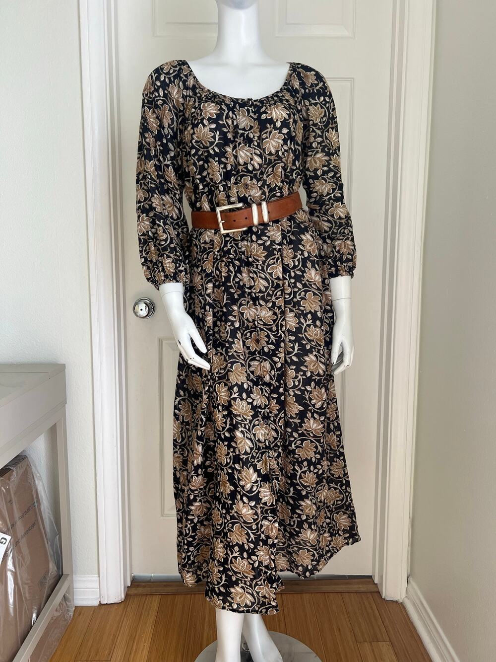 The Great. Floral Block Print Maxi Dress, Sz 0/XS